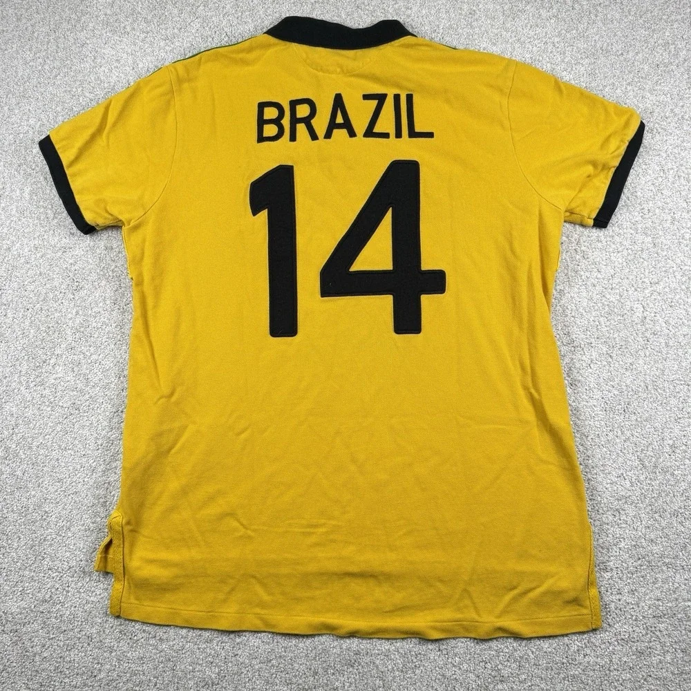 Polo Ralph Lauren Shirt Mens XL Yellow Polo World Cup Olympic 14 BRAZIL RARE